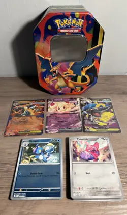 Pokemon TCG MEGA CHARIZARD Y Ex Tin Open Including Promo Card / Tin / Hits Nm - Image 1