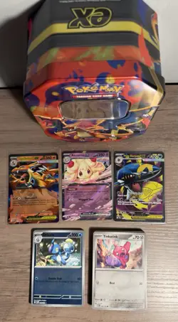 Pokemon TCG MEGA CHARIZARD Y Ex Tin Open Including Promo Card / Tin / Hits Nm - Image 3
