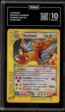 Pokemon Charizard Skyridge Crystal Holo Secret Rare #146 TAG 10 Gem Mint - Image 1
