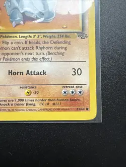 Pokemon TCG Rhyhorn Jungle 61/64 Regular 1st Edition Common - Image 4