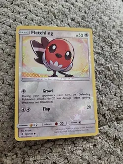 Pokemon TCG Fletchling 109/145 Sm-Guardians Rising Reverse Holo - Image 1