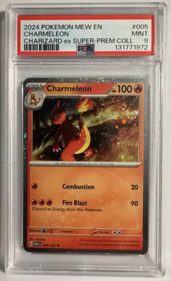 CHARMELEON #005 COSMOS HOLO CHARIZARD EX SUPER PREM COLL 2024 POKEMON 151 PSA 9 - Image 1