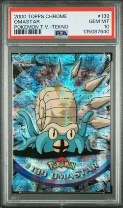 2000 TOPPS CHROME POKEMON T.V #139 OMASTAR PSA 10 GEM MINT PSA 10 LOW POP 6 - Image 1