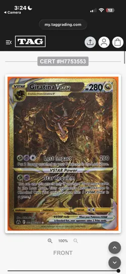 2023 Pokemon SWSH Crown Zenith Secret #GG69 FA Giratina Vstar TAG 10 GEM MINT - Image 5