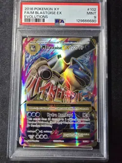 PSA 9 M Blastoise EX 102/108 Full Art – 2016 Pokemon XY Evolutions – Mint - Image 1