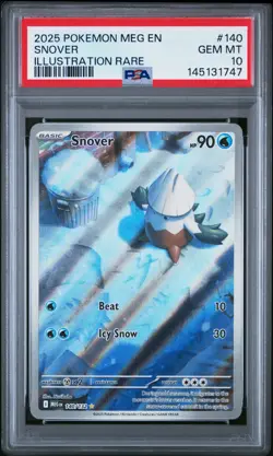 2025 POKEMON MEG EN-MEGA EVOLUTION 140 SNOVER ILLUSTRATION RARE PSA GEM MINT 10 - Image 1