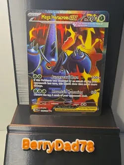 Mega Heracross EX 108/094 Me02: Phantasmal Flames Holo Pokemon TCG NM - Image 1