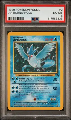 1999 Pokemon Fossil Articuno-Holo #2 PSA 6 - Image 1