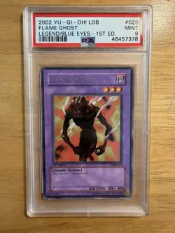 2002 Yu-Gi-Oh! LOB-029 Flame Ghost Legend of Blue Eyes 1st Ed Rare PSA Mint 9 - Image 1