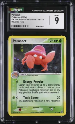 CGC 9 MINT Parasect EX Fire Red & Leaf Green 43/112 Reverse Holo Pokemon Card - Image 1
