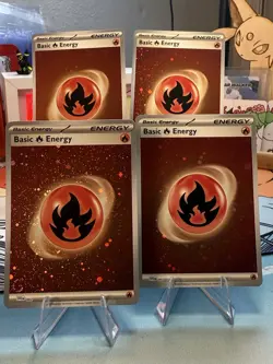 Pokemon 151 Basic Energy Cosmo Holo FIRE Full Set Of 4 SVE - Image 1