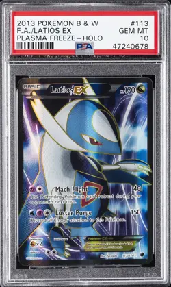 2013 POKEMON B&W PLASMA FREEZE #113 FULL ART/LATIOS EX PSA 10 - Image 1