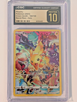 Pikachu 160/159 CGC 10 Pristine Crown Zenith Pokemon TCG Secret Rare - Image 1