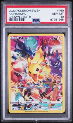 2023 POKEMON SWORD & SHIELD CROWN ZENITH #160 FULL ART/PIKACHU PSA 10 - Image 1