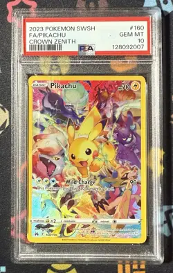 Pokemon PSA 10 Gem Mint Crown Zenith Secret Rare Pikachu 160/159 - Image 1