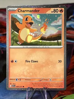 Pokemon Charmander Ascended Heroes 020/217 Cosmo Holo Promo + Sticker NM/M - Image 1