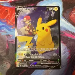 POKEMON PIKACHU V HOLO TRAINER GALLERY TG16/TG30 SWSH LOST ORIGIN LP - Image 1
