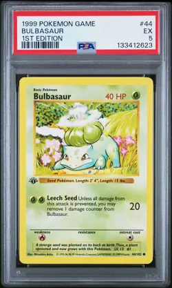 1999 POKEMON GAME 1ST ED #44 BULBASAUR PSA 5 - Image 1