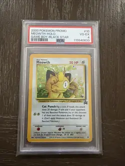 Pokemon 2000 Promo Black Star #10 Meowth-Holo Game Boy Black Star PSA 4 VG-EX - Image 1