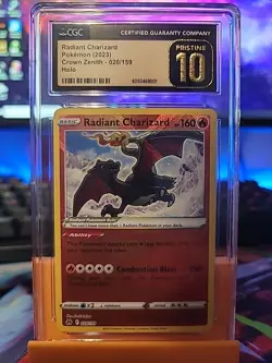 CGC PRISTINE 10 Radiant Charizard Pokemon (2023) Crown Zenith - 020/159 Holo - Image 1