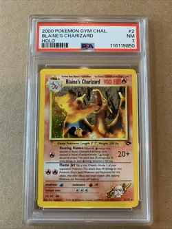 2000 POKEMON GYM CHALLENGE HOLO #2 BLAINE'S CHARIZARD PSA 7 - Image 1