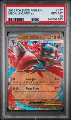 Pokemon Mega Lucario ex Evolutions #077 Graded Card PSA 10 - Image 1