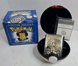 Near Mint! 23K Gold Plated CHARIZARD Trading Card 1999 Burger King Pokemon Ball - Image 1