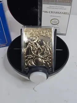 Near Mint! 23K Gold Plated CHARIZARD Trading Card 1999 Burger King Pokemon Ball - Image 2
