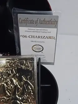 Near Mint! 23K Gold Plated CHARIZARD Trading Card 1999 Burger King Pokemon Ball - Image 3