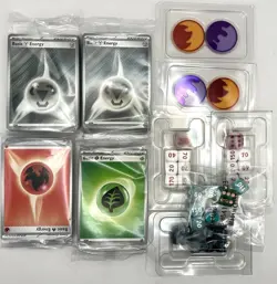 Pokemon TCG Energy Pack x4 + Dice & Condition Markers White Flare Black Bolt Etc - Image 1