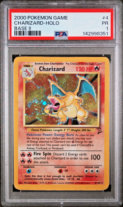PSA 1 PR 2000 Base Set 2 II Charizard 4/130 Holo Foil Rare WOTC Pokemon - Image 1