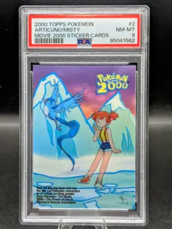 Misty & Articuno Pokemon 2000 Movie Topps Sticker Card #2 PSA 8, Only 10 POP 🚀 - Image 1