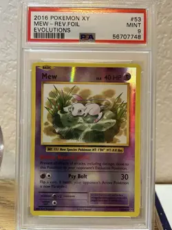 2016 Pokemon XY Mew Rev Foil Evolutions #53 PSA 9 Mint Rare - Image 1