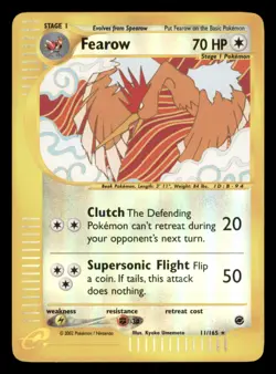 Moderately Played Fearow 11/165 Reverse Holo Expedition Base Set Rare - Image 1