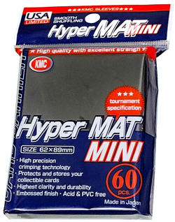 60 KMC Hyper Mat Black Small Card Barrier Sleeves Deck Protector Mini Matte New - Image 1