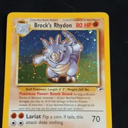 Pokemon TCG Brock's Rhydon Holo Rare 002/132 Gym Heroes 80 HP Unlimited Card - Image 1