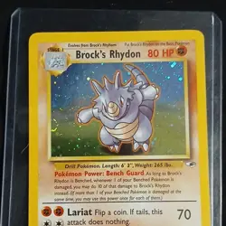 Pokemon TCG Brock's Rhydon Holo Rare 002/132 Gym Heroes 80 HP Unlimited Card - Image 3