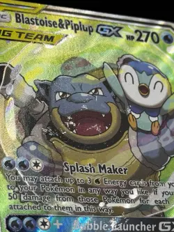 Pokemon Blastoise & Piplup GX TAG TEAM Full Art 215/236 HEAVY PLAY - Image 4