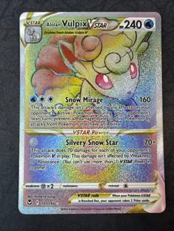 Alolan Vulpix VSTAR Secret Rainbow 197/195 Sword & Shield Silver Tempest Pokemon - Image 1