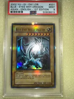 2002 Yu-Gi-Oh! LOB Blue eyes White Dragon 1st Edition Asian English PSA 9 - Image 1