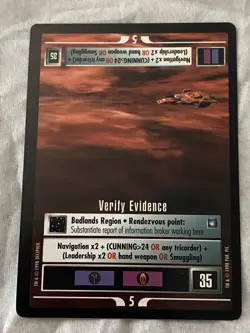 Star Trek CCG 1E Deep Space Nine VERIFY EVIDENCE Card NEVER PLAYED - Image 1