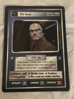 Star Trek CCG 1E DS9 ELIM GARAK Rare Card NEVER PLAYED - Image 1