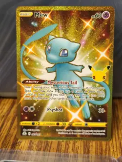 Pokemon Mew 25th Celebrations Gold Shiny Secret Rare Card 025/025 - Image 1