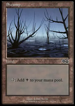 4x MTG Swamp (341), Heavy Play, English Urza's Saga - Image 1