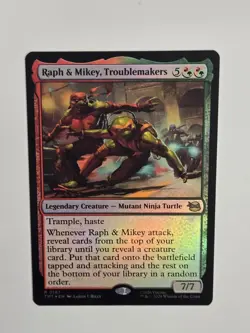 Raph & Mikey, Troublemakers R Teenage Mutant Ninja Turtles 167 NM FOIL - Image 1