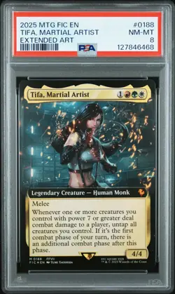 MTG Final Fantasy Commander #0188 Tifa, Martial Artist Extended Art PSA8 - Image 1