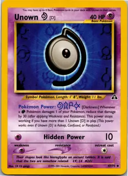 Unown [D] - Neo Discovery 47/75 - Uncommon - NM Pokemon TCG - Image 1
