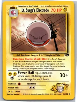 Lt. Surge's Electrode - Gym Challenge 052/132 - Uncommon - NM Pokemon TCG - Image 1