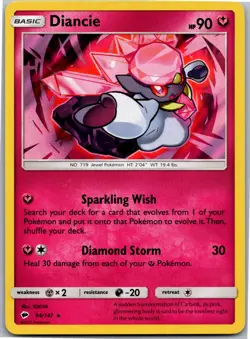 Diancie - SM - Burning Shadows 94/147 - Holo Rare - NM Pokemon TCG - Image 1