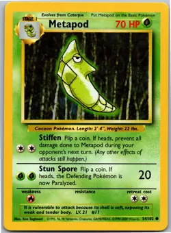 Metapod - Base Set 054/102 - Common - NM Pokemon TCG - Image 1